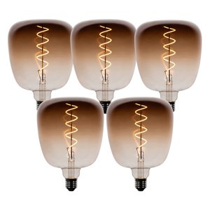 Sada 5 stmievateľných LED žiaroviek E27 G140 hnedá 4,9W 110 lm 1800K