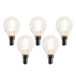Set van 5 E14 dimbare LED lampen filament G45 helder 4W 470 lm 2700K