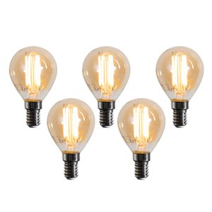 Set van 5 E14 LED lampen G45 goud 2W 180 lm 2100K