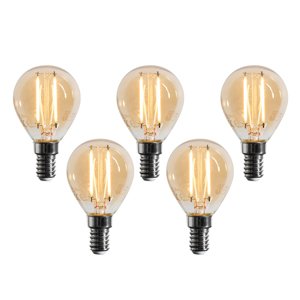 Set van 5 E14 dimbare LED lamp G45 goud 4W 330 lm 2100K
