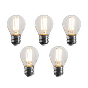 Set van 5 E27 dimbare LED lampen filament G45 helder 4W 470 lm 2700K