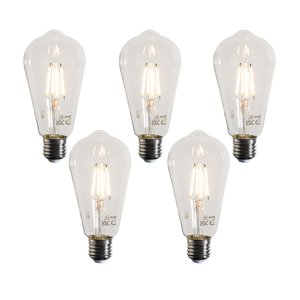 Set van 5 E27 LED lamp filament ST64 helder 4W 470 lm 2700K