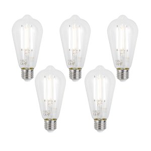 Sada 5 ks Inteligentné stmievateľné LED žiarovky E27 ST64 číre 7W 806lm 2700-6500K