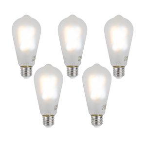 Sada 5 ks Inteligentné stmievateľné LED žiarovky E27 ST64 matné 7W 806 lm 2700-6500K