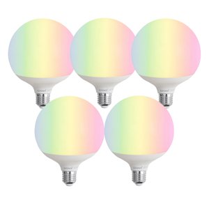 Sada 5 ks Inteligentná LED žiarovka E27 G120 matná RGBW 9W 806 lm 2700-6500K