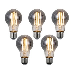 Sada 5 ks Inteligentné stmievateľné LED žiarovky E27 A60 dymové 4,9 W 150 lm 1800 K