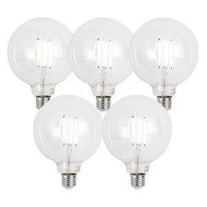 Sada 5 ks E27 Stmievateľné LED žiarovky G125 číre 7W 806lm 2700-6500K