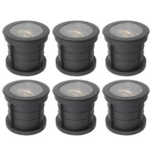 Set van 6 dimbare buiten grondspots zwart IP65 incl LED - Delux Honey