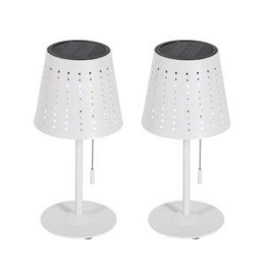 Sada 2 stolových lamp bielych vrátane LED 3-stupňového stmievača nabíjateľných a slnečných - Ferre