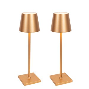 Sada 2 vonkajších stolných lamp zlatých vrátane LED a stmievača nabíjateľná - Janet