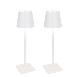 Sada 2 vonkajších stolových lamp bielych vrátane LED a nabíjateľného stmievača - Janet