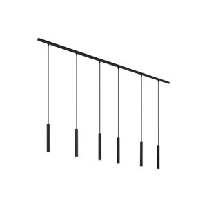 Modern railsysteem met 6 hanglampen zwart 1-fase - Slimline Keno
