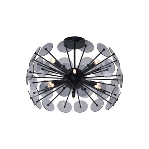 Art Deco stropné svietidlo čierne s dymovým sklom - Atomic