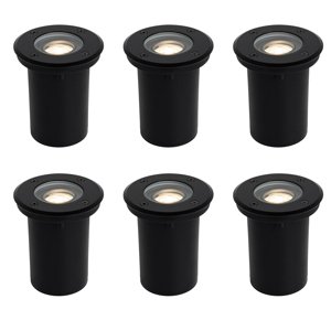 Sada 6 moderných vonkajších bodových svetiel čiernych 35 mm nastaviteľných IP65 - Delux