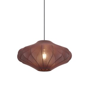 Japandi závesná lampa hnedá s látkovým tienidlom 50cm - Plu
