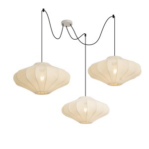 Japandi závesná lampa béžová 50cm 3-svetelná - Plu
