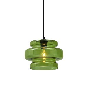 Retro závesná lampa čierna so zeleným sklom - Denise
