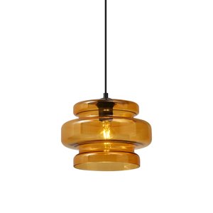 Retro závesná lampa čierna s oranžovým sklom - Denise