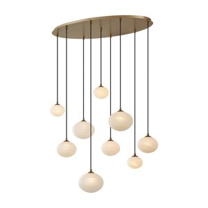 Art Deco závesná lampa zlatá s opálovým sklom 9-svetiel - Yani