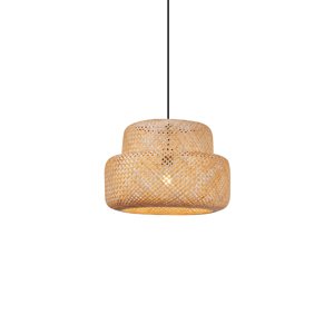 Japonská závesná lampa čierna s bambusom - Kea