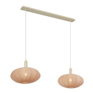 Japandi závesná lampa béžová s látkovým tienidlom 2-svetlá - Bida