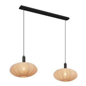 Japandi závesná lampa čierna s hnedým látkovým tienidlom 2-Lights - Bida