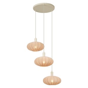 Japandi závesná lampa béžová s látkovým tienidlom 3-svetlá - Bida