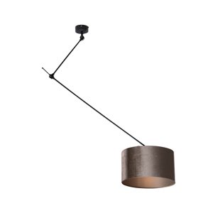 Závesná lampa čierna so zamatovým tienidlom taupe 35cm - Blitz