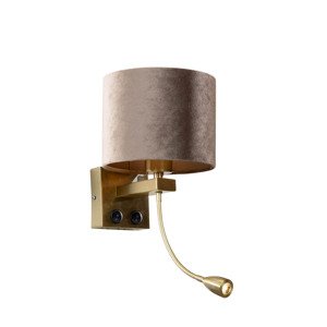 Nástenná lampa bronzová s tienidlom zo sivého zamatu 18 cm - Brescia Combi