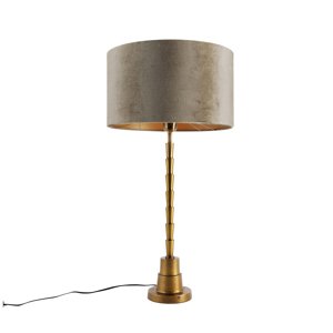 Tafellamp brons met velours kap groen 35cm - Pisos