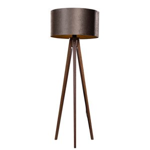 Stojacia lampa na troch nohách z orechového dreva s hnedým zamatovým tienidlom 50 cm - Tripod Classic