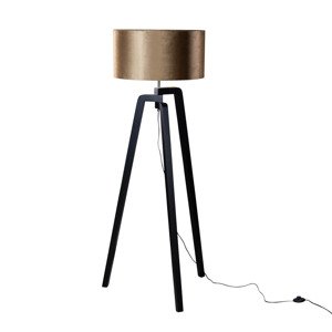 Stojacia lampa čierna s velúrovým tienidlom bronz 50 cm - Puros