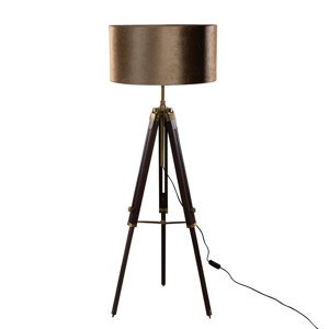 Mosadzná stojaca lampa na trojnožke s bronzovým zamatovým tienidlom 50 cm - Cortin