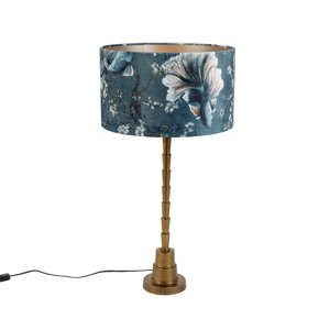 Stolová lampa bronzová s plyšovým tienidlom Ryba 35 cm - Pisos