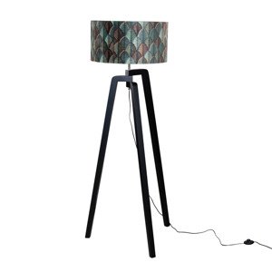 Stojacia lampa čierna s velúrovým tienidlom s dizajnom listov 50 cm - Puros