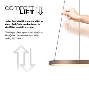 Dizajnové závesné svietidlo bronzové vrátane stmievateľného LED Easylift - Hoop
