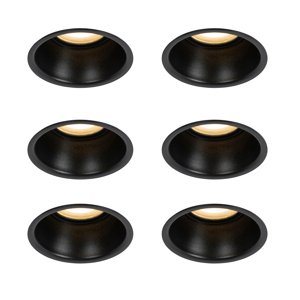 Sada 6 vstavaných bodových svetiel čiernych GU10 50 mm IP44 - Dept