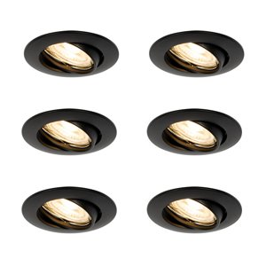 Sada 6 vstavaných bodových svetiel čiernych GU10 35 mm - Edu