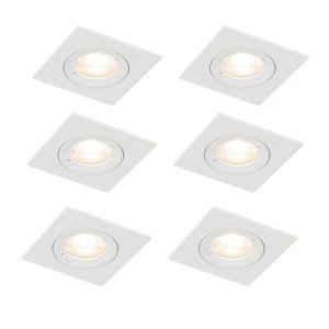 Sada 6 vstavaných bodových svetiel bielych štvorcových GU10 50 mm IP44 - Xena