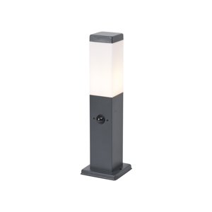 Vonkajšia lampa tmavosivá s opálovým sklom 45 cm IP44 so zásuvkou a snímačom pohybu - Malios