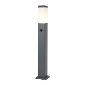 Vonkajšia lampa tmavosivá s opálovým sklom 80 cm IP44 so zásuvkou a snímačom pohybu - Malios