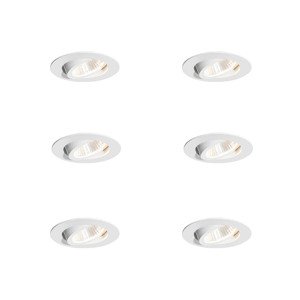 Set van 6 inbouwspots wit 6,8cm incl. LED 750 lm dimbaar IP23 - Gaius