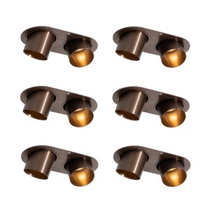 Set van 6 inbouwspots donkerbrons GU10 50mm 2-lichts - Installa