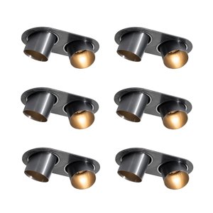 Set van 6 inbouwspots gunmetal GU10 50mm 2-lichts - Installa