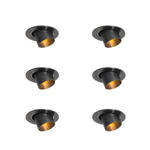Set van 6 inbouwspots gunmetal GU10 35mm rond kantelbaar - Installa
