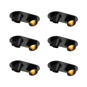 Set van 6 inbouwspots zwart GU10 35mm kantelbaar 2-lichts - Installa