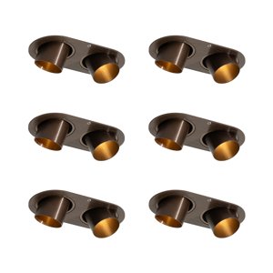 Set van 6 inbouwspots donkerbrons GU10 35mm kantelbaar 2-lichts - Installa