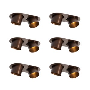 Sada 6 zapustených bodových svetiel tmavý bronz GU10 70 mm naklápacie 2-svetelné - Installa
