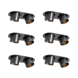 Set van 6 inbouwspots gunmetal GU10 70mm kantelbaar 2-lichts - Installa