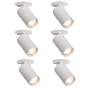 Sada 6 moderných zapustených bodových svetiel biela GU10 50mm - Chels